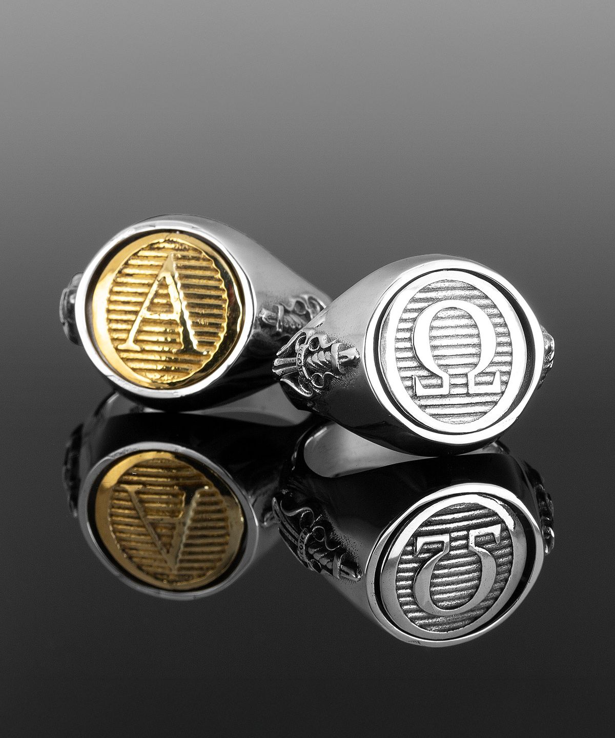 킹크로치(KING KROACH) ALPHA OMEGA FLIP RING