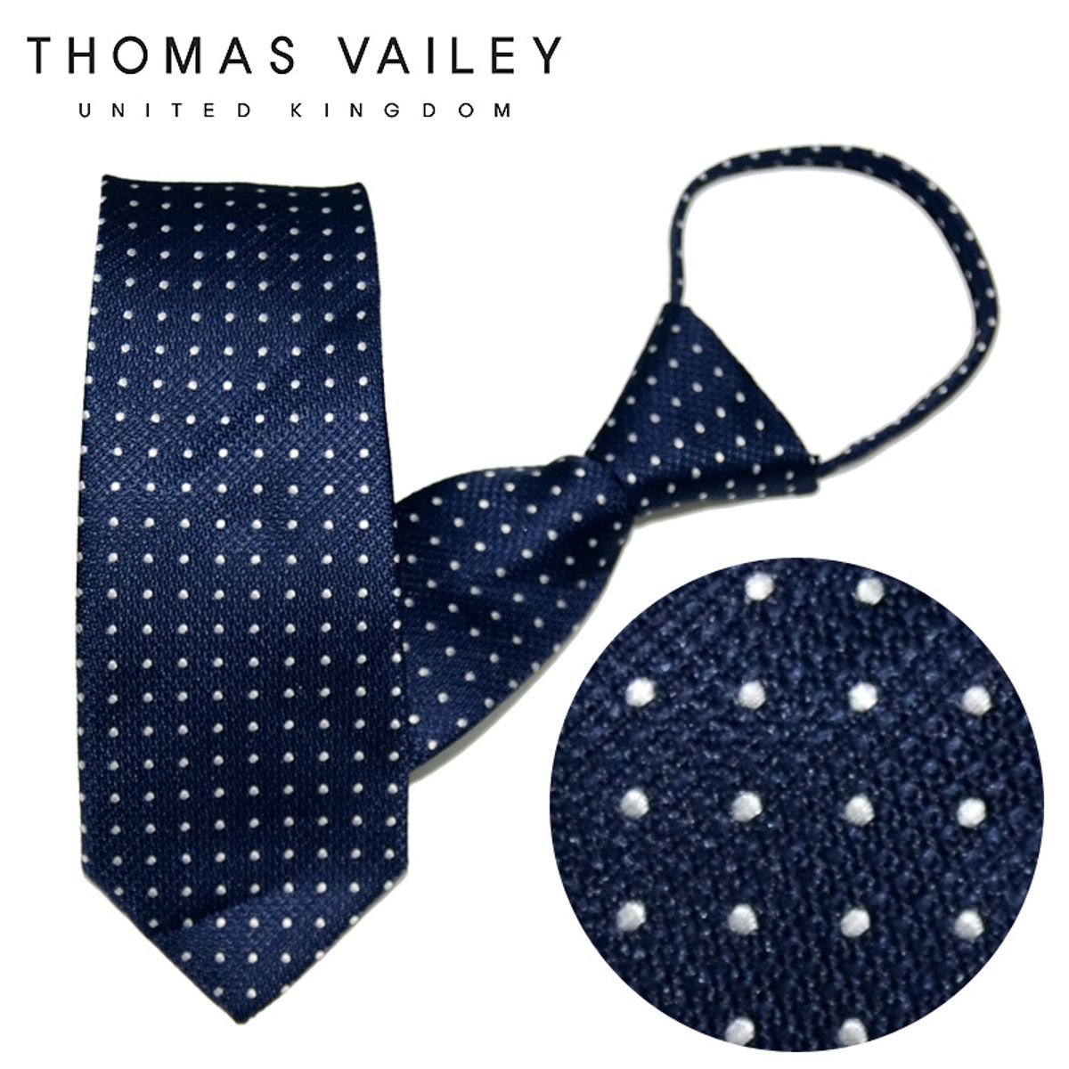 토마스 베일리(THOMAS VAILEY) 자동/지퍼넥타이-스텔라 네이비화이트 7cm