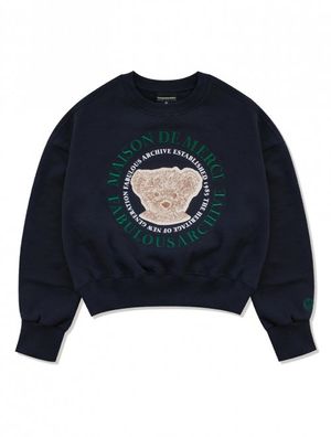 [기모선택]우먼즈 크롭 베어프렌즈 엠보자수 맨투맨 그린(FCB3TS355W)