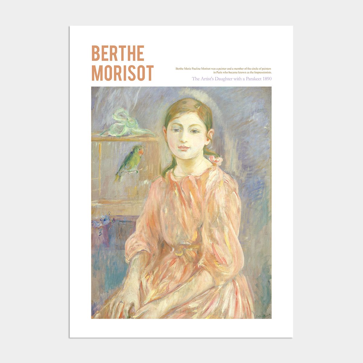 멜팅스튜디오(MELTING STUDIO) 나의 사적인 그림 액자 인테리어 포스터 / 86번 베르트 모리조-The Artists Daughter with a Parakeet