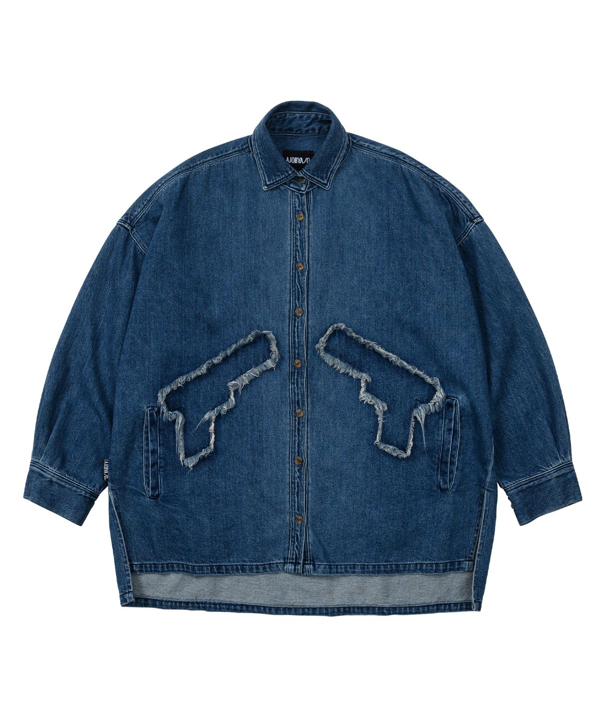 아조바이아조(AJOBYAJO) Gun Oversized Washed Denim Shirt [Navy]