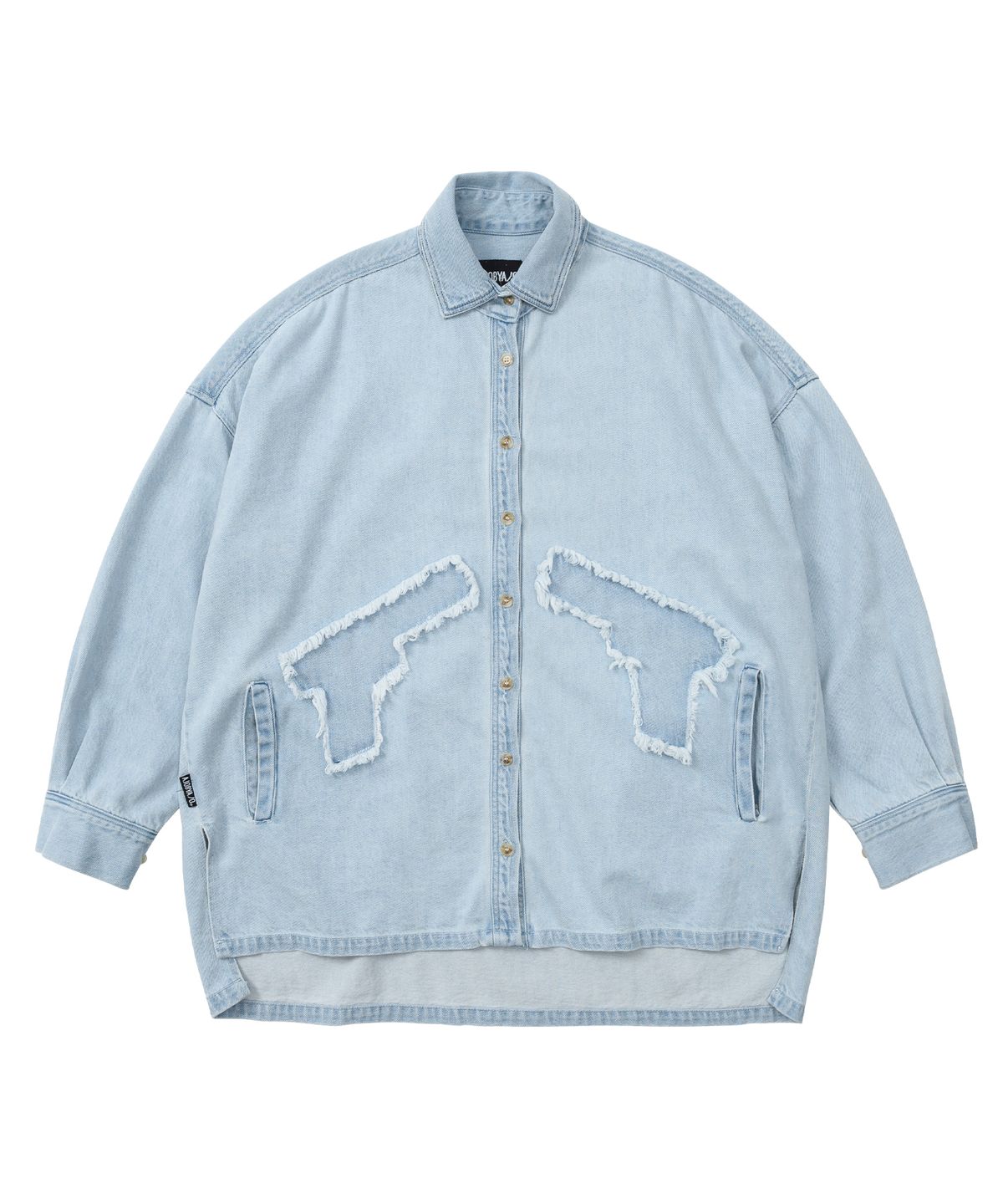 아조바이아조(AJOBYAJO) Gun Oversized Washed Denim Shirt [Sky Blue]
