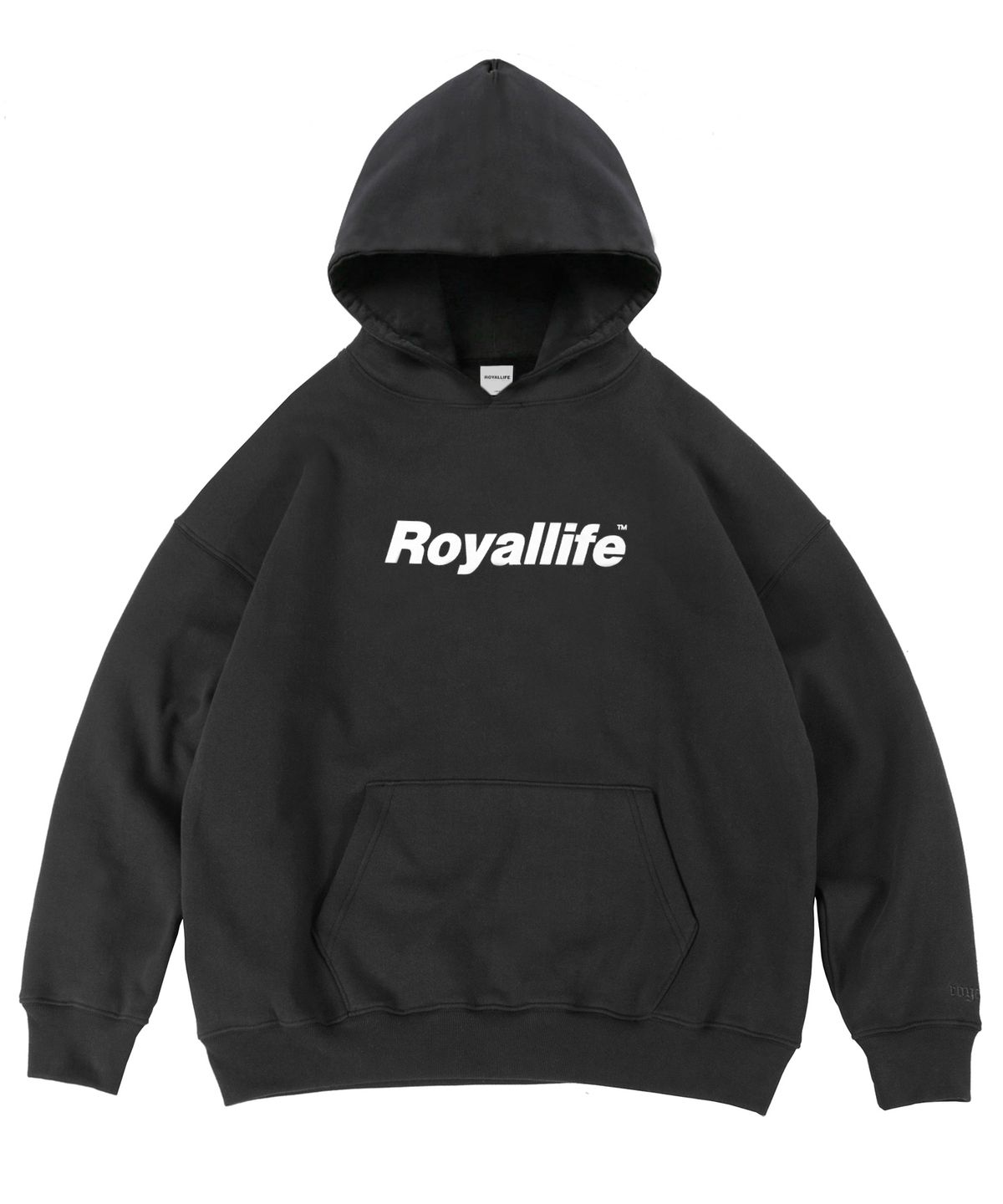 로얄라이프(ROYALLIFE) RLPH900 오리지널 로고 기모 후드티 - 블랙/화이트