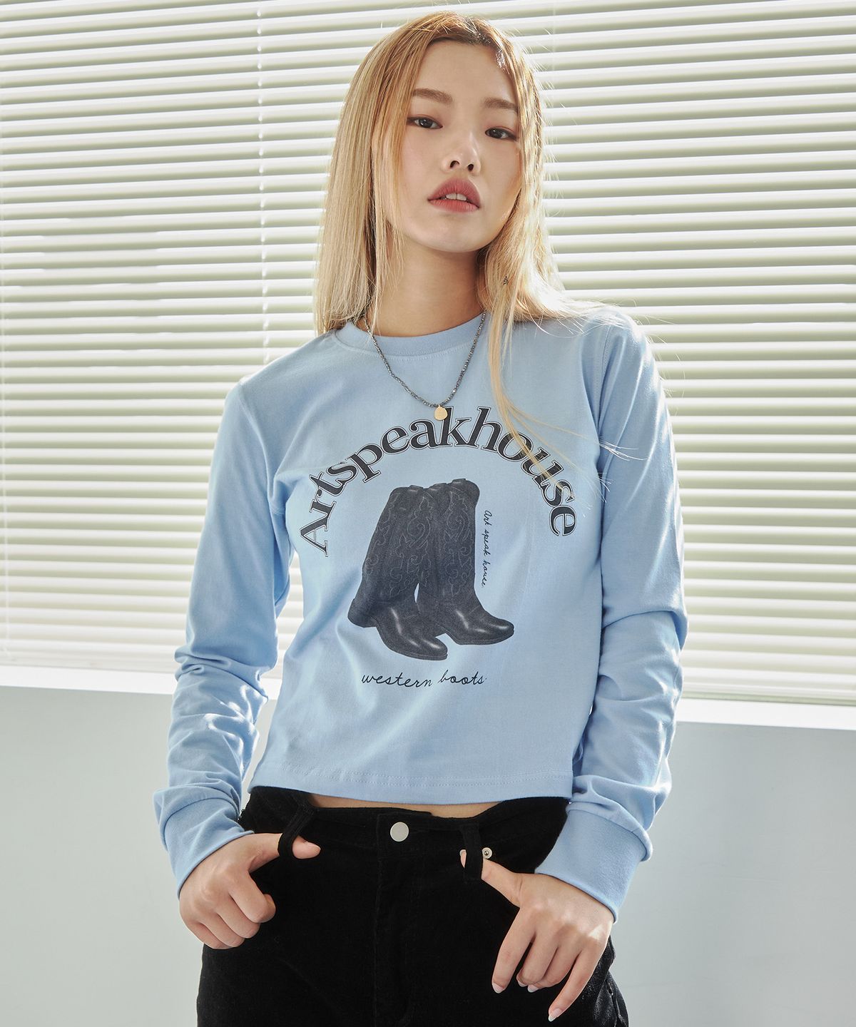 아트스피크하우스(ART SPEAK HOUSE) [1Size] Western Boots L-Sleeve (Sky Blue)