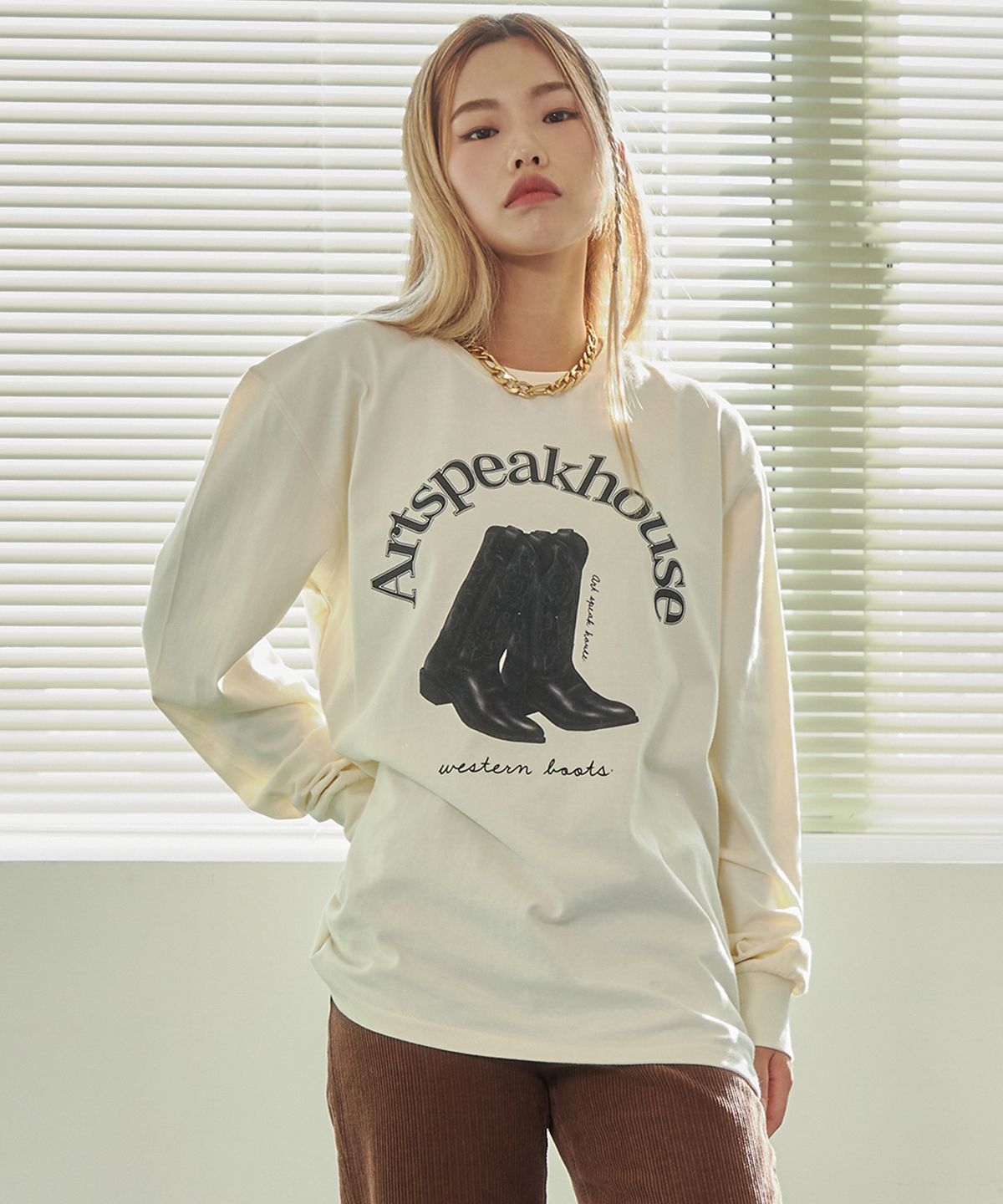 아트스피크하우스(ART SPEAK HOUSE) [2Size] Western Boots L-Sleeve (Ivory)