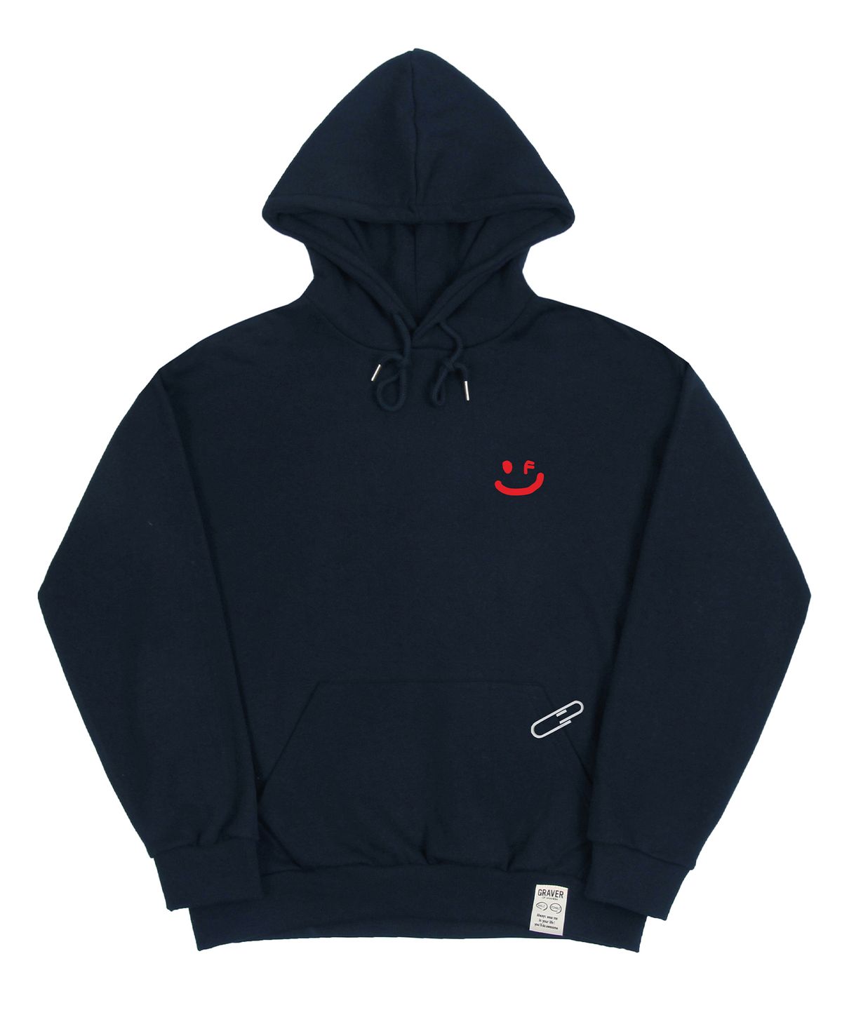 그레이버(GRAVER) [UNISEX]스몰 드로잉스마일 후드티_네이비