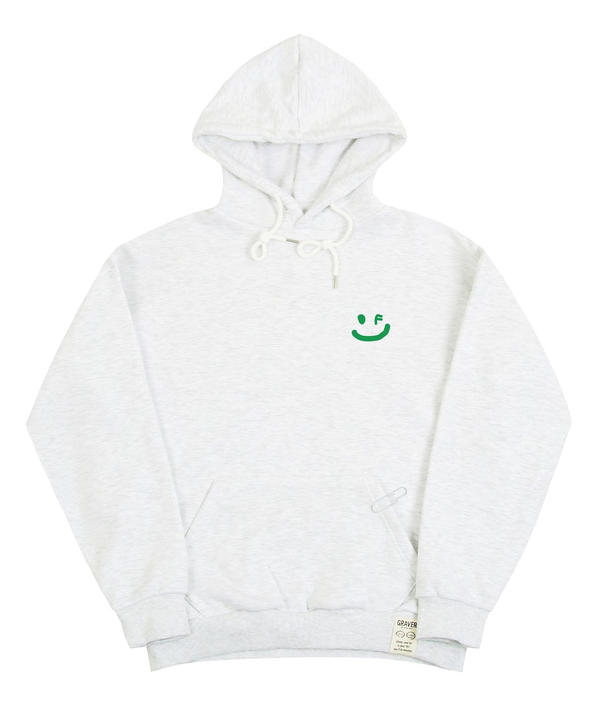 그레이버(GRAVER) [UNISEX]스몰 드로잉스마일 후드티_멜란지화이트