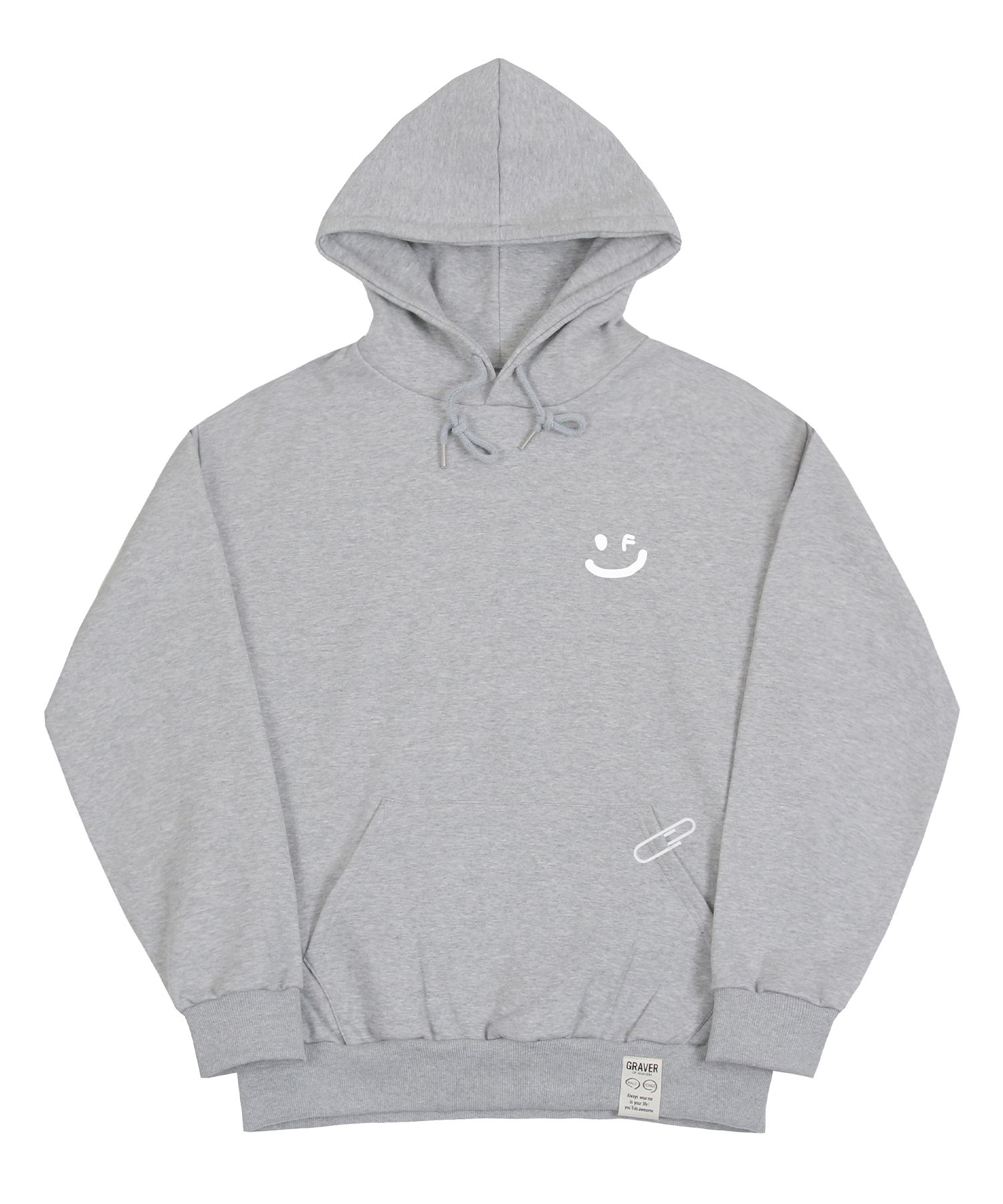 【GRAVER】Small Drawing Smile White Clip Hoodie UNISEX] Small drawing smile white clip hoodie - GRAVER | 60