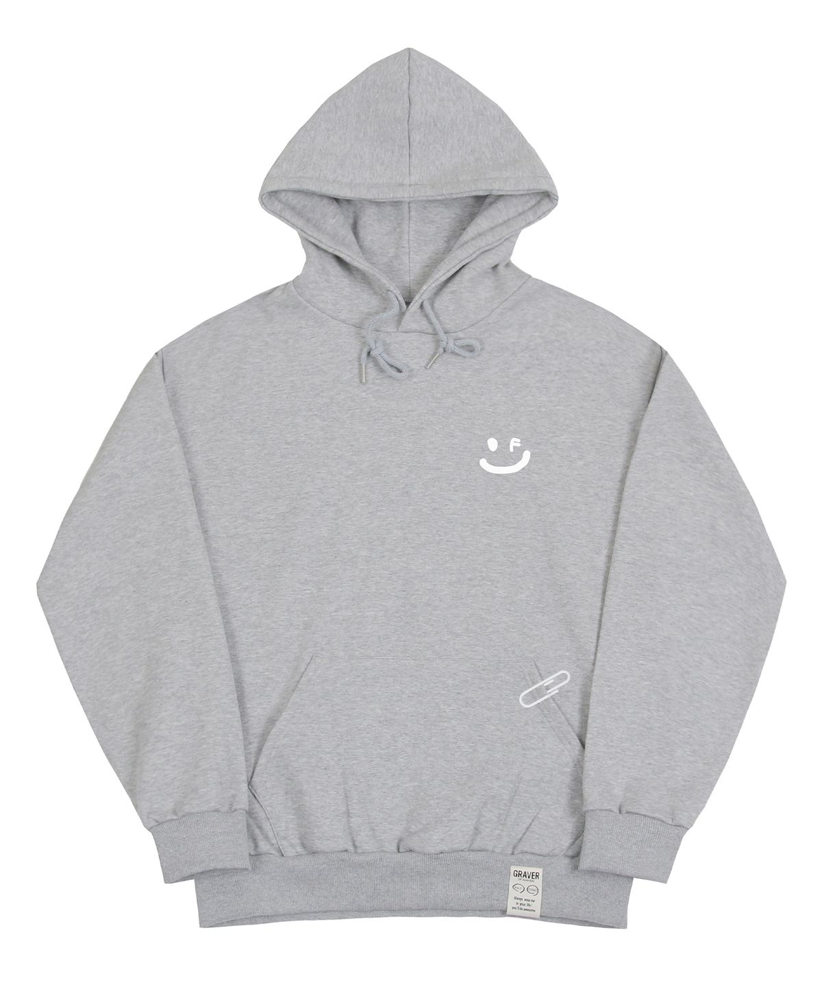 그레이버(GRAVER) [UNISEX]스몰 드로잉스마일 후드티_그레이