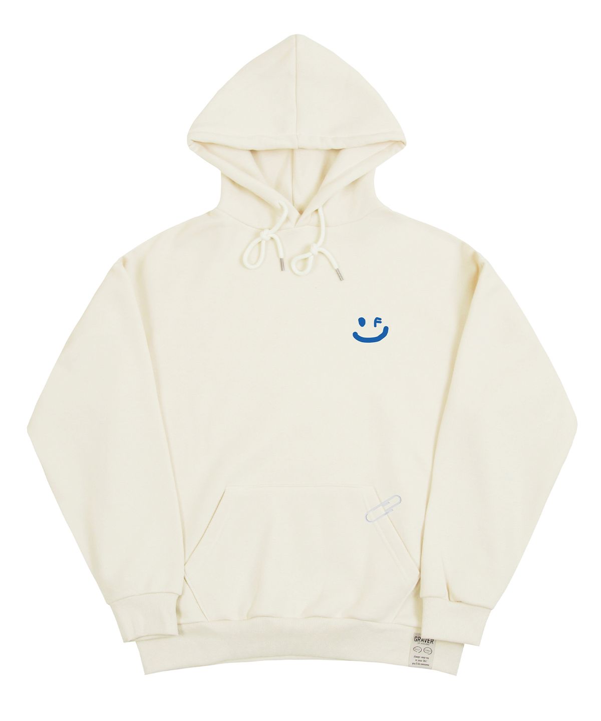 그레이버(GRAVER) [UNISEX]스몰 드로잉스마일 후드티_크림