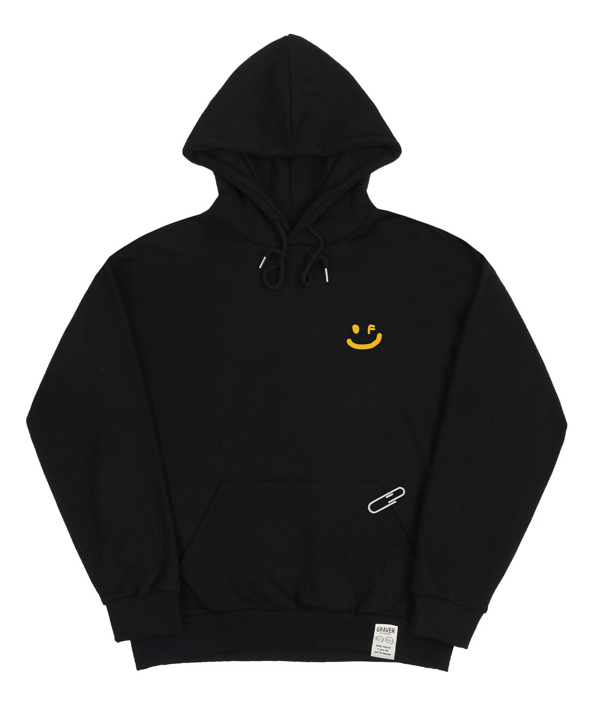 그레이버(GRAVER) [UNISEX]스몰 드로잉스마일 후드티_블랙