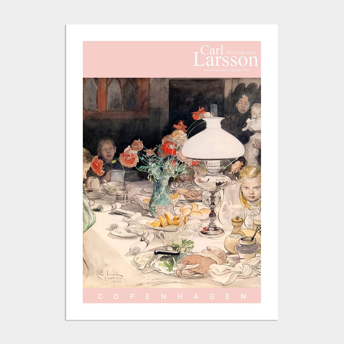 멜팅스튜디오(MELTING STUDIO) 나의 사적인 그림 액자 인테리어 포스터 / 119번 칼 라르손-저녁 등불 아래의 식사