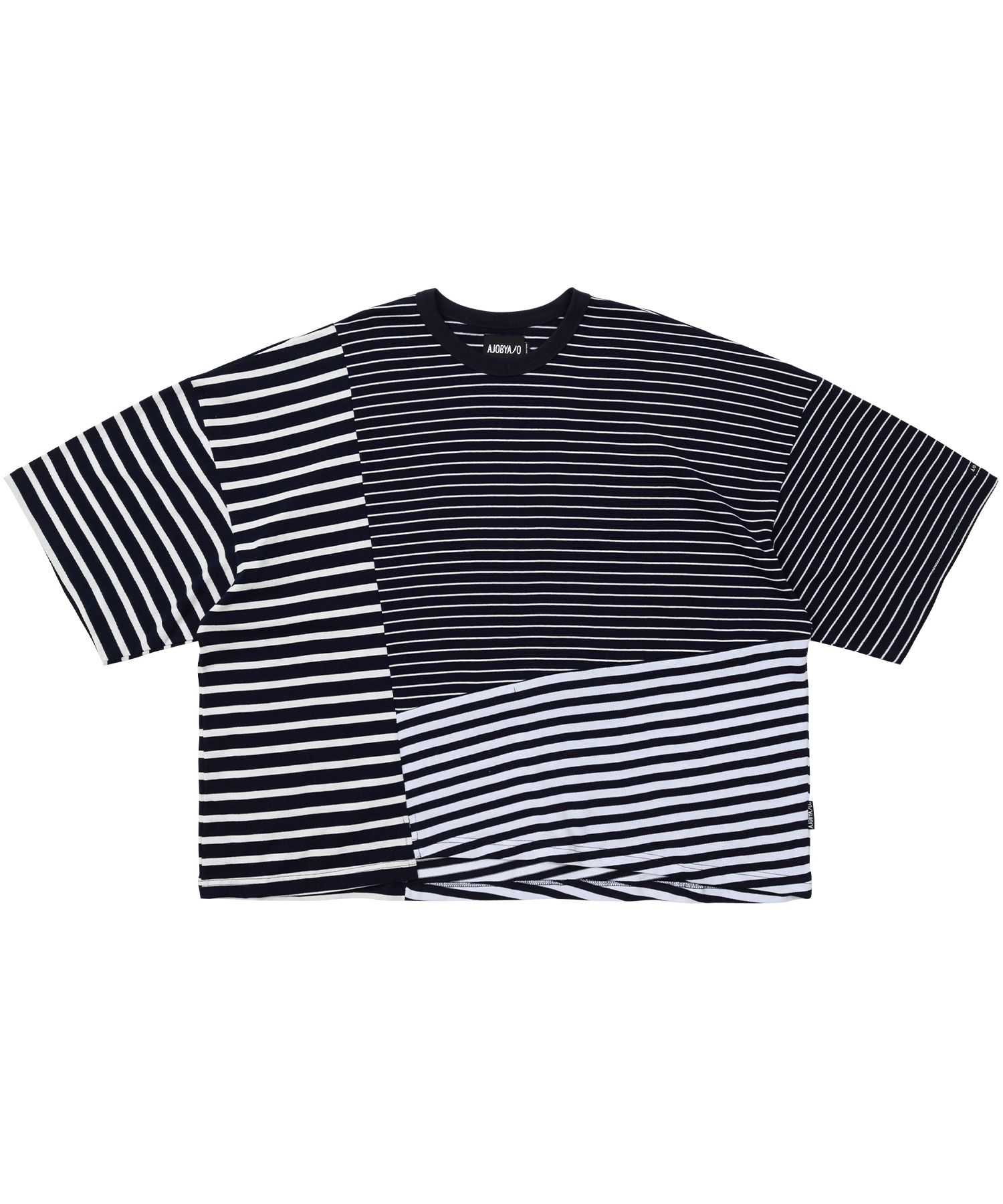 MUSINSA公式 | AJOBYAJO Stripe Mixed T-Shirt [Navy]