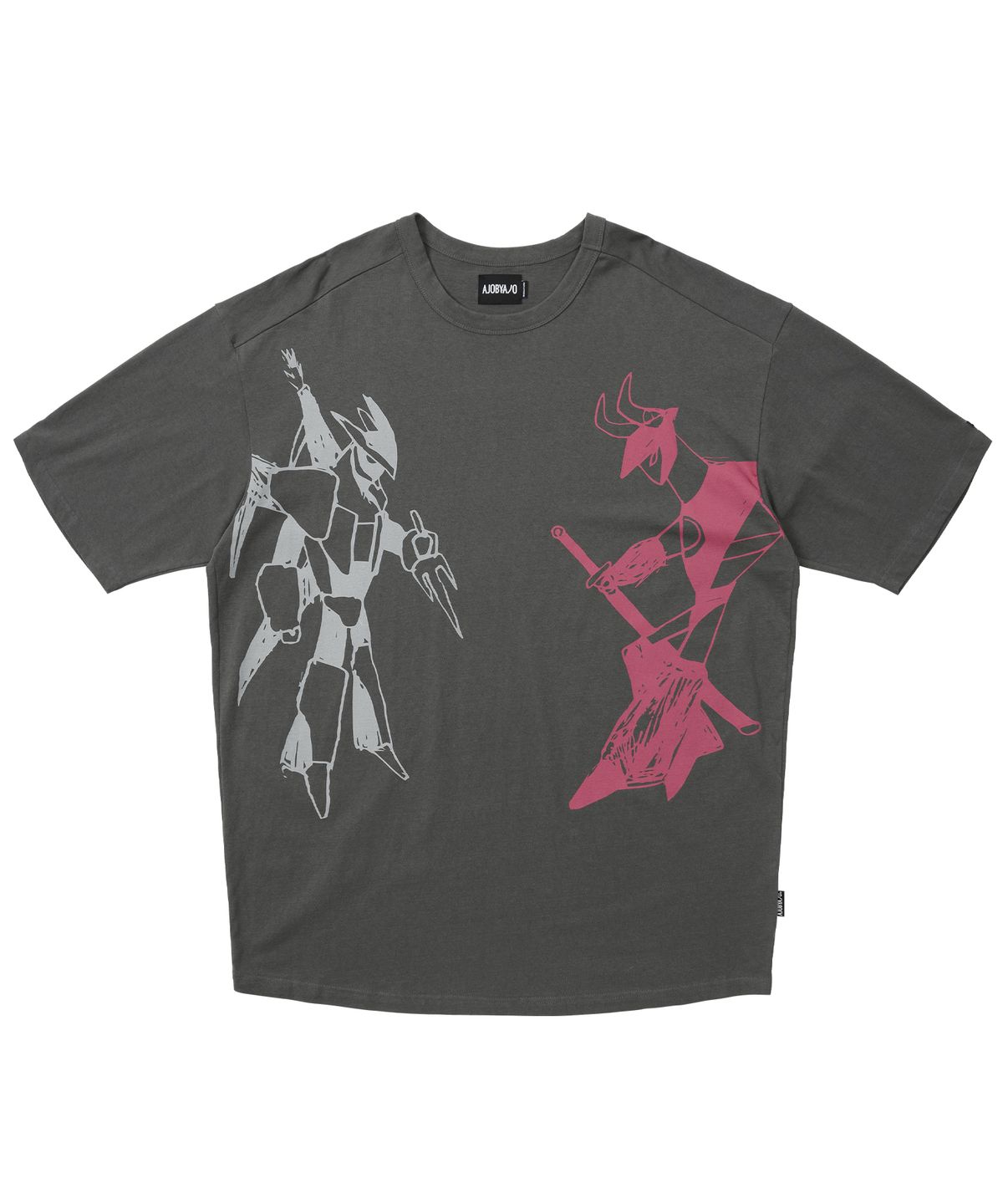 아조바이아조(AJOBYAJO) Robots Duel Oversized T-Shirt [Charcoal]