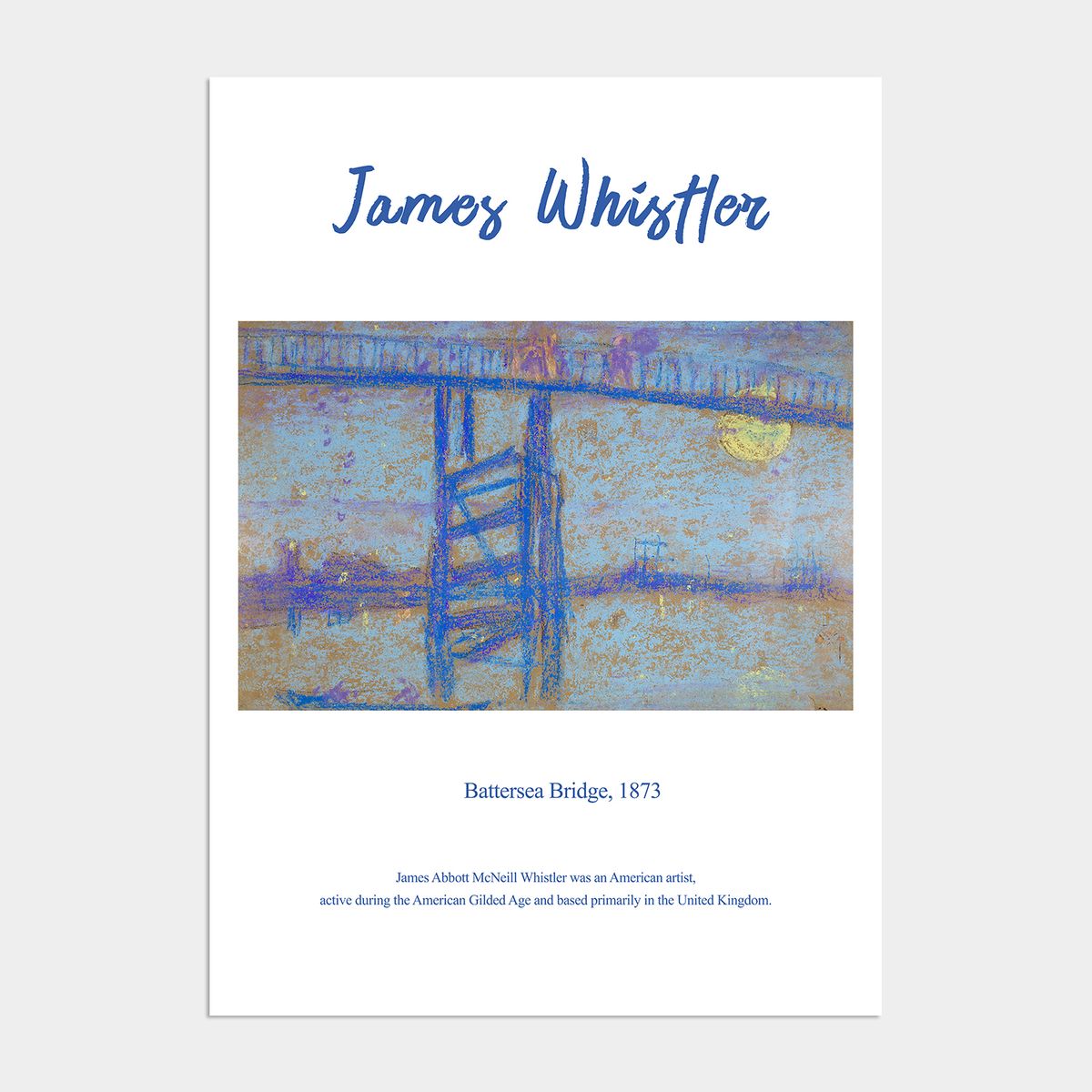 멜팅스튜디오(MELTING STUDIO) 미드 센츄리 모던 액자 인테리어 포스터 / 55번 Whistler-Battersea Bridge 1873