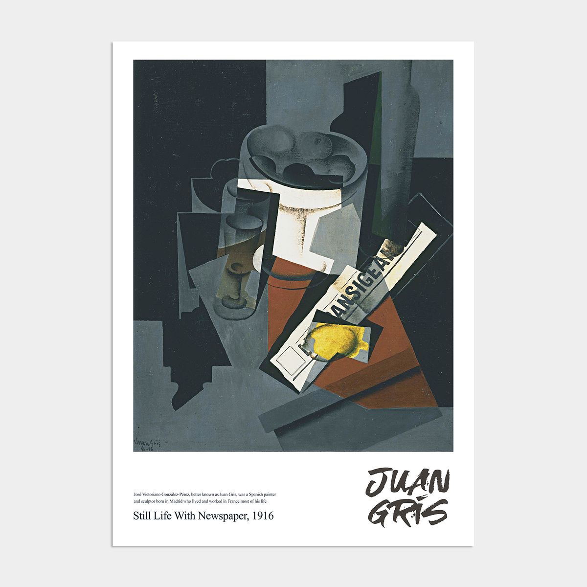 멜팅스튜디오(MELTING STUDIO) 미드 센츄리 모던 액자 인테리어 포스터 / 58번 Juan Gris-Still Life With Newspaper 1916