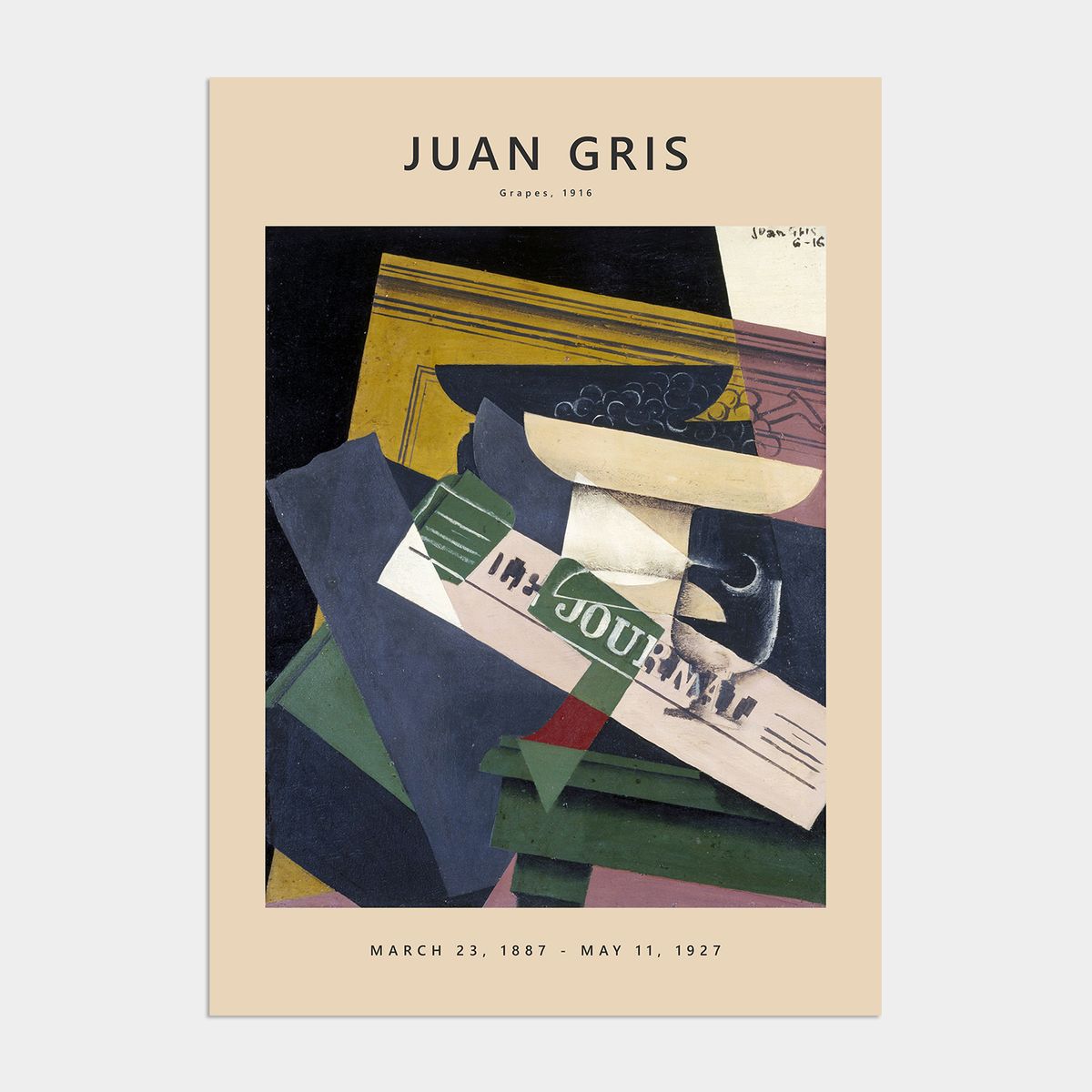 멜팅스튜디오(MELTING STUDIO) 미드 센츄리 모던 액자 인테리어 포스터 / 62번 Juan Gris-Grapes 1916 Ⅱ