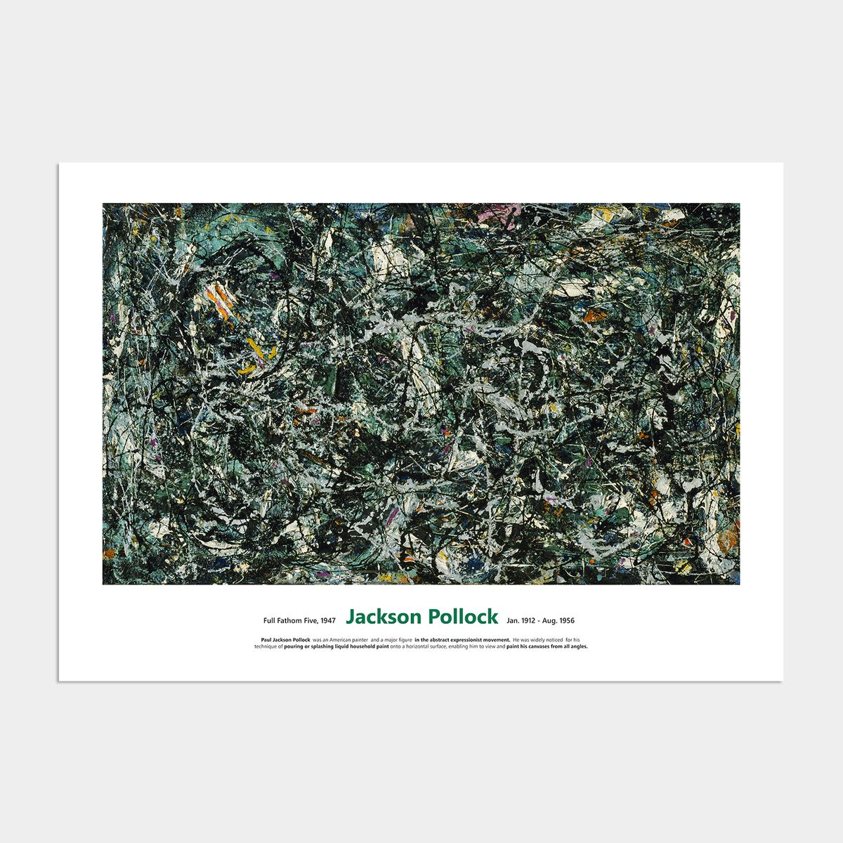 멜팅스튜디오(MELTING STUDIO) 미드 센츄리 모던 액자 인테리어 포스터 / 64번 Jackson Pollock-Full Fathom Five 1947