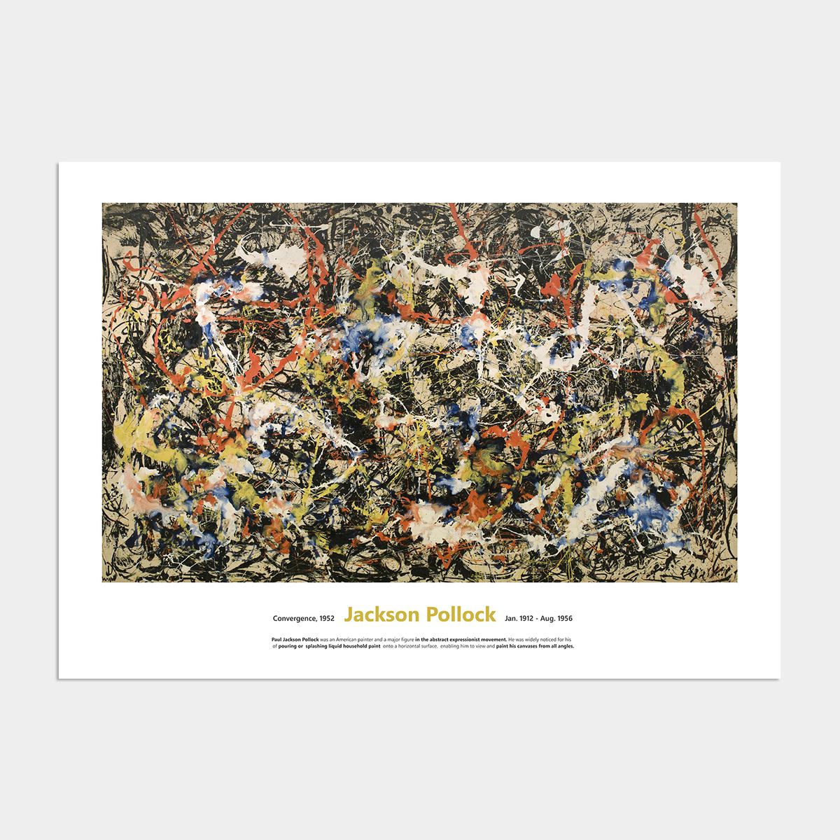 멜팅스튜디오(MELTING STUDIO) 미드 센츄리 모던 액자 인테리어 포스터 / 65번 Jackson Pollock-Convergence 1952