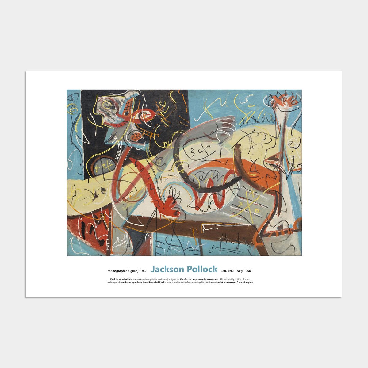 멜팅스튜디오(MELTING STUDIO) 미드 센츄리 모던 액자 인테리어 포스터 / 66번 Jackson Pollock-Stenographic Figure 1942