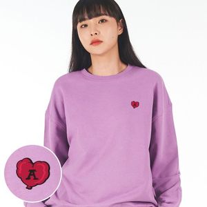 오버핏 드롭숄더 벌룬 하트 맨투맨_바이올렛