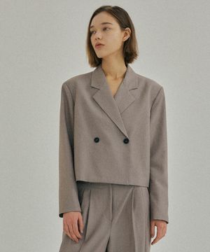 Signature Mood Crop Blazer (Oatmeal)