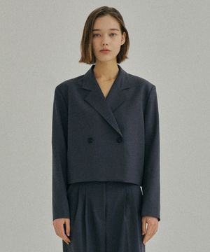 Signature Mood Crop Blazer (Blue Grey)