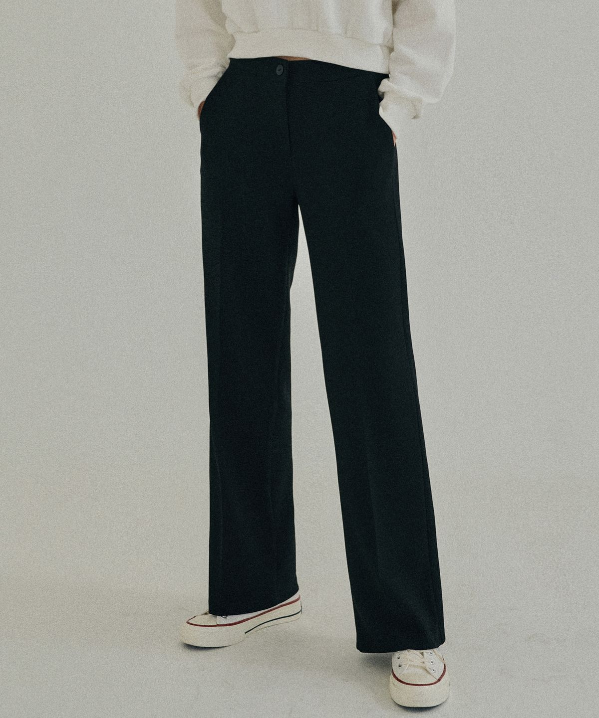 줄리아페페(JULIAPEPE) Semi Wide Hidden Banding Slacks (3 Colours)