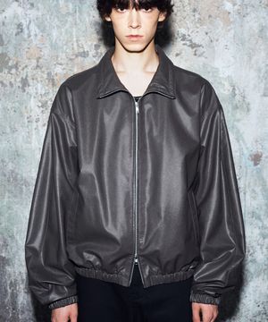 오버핏 비건레더 윈드브레이커 (라이트그레이)