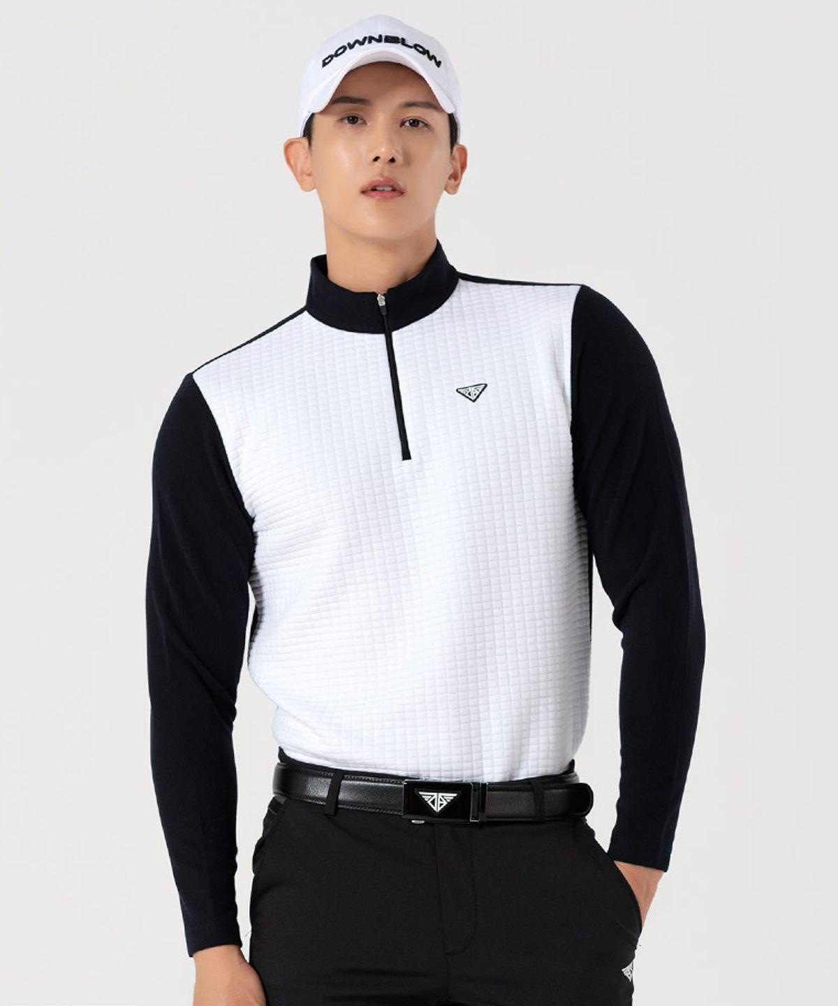 다운블로우(DOWNBLOW) FW 남자 골프웨어 엠보 배색 반집업티셔츠 DB6301
