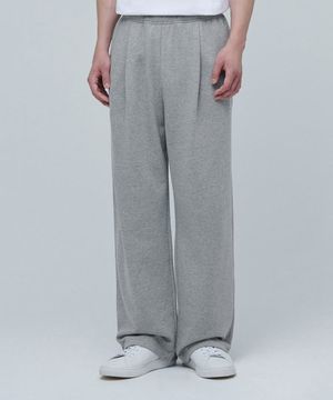 원 턱 와이드 라운지 스웨트 팬츠 [미디엄 그레이]
