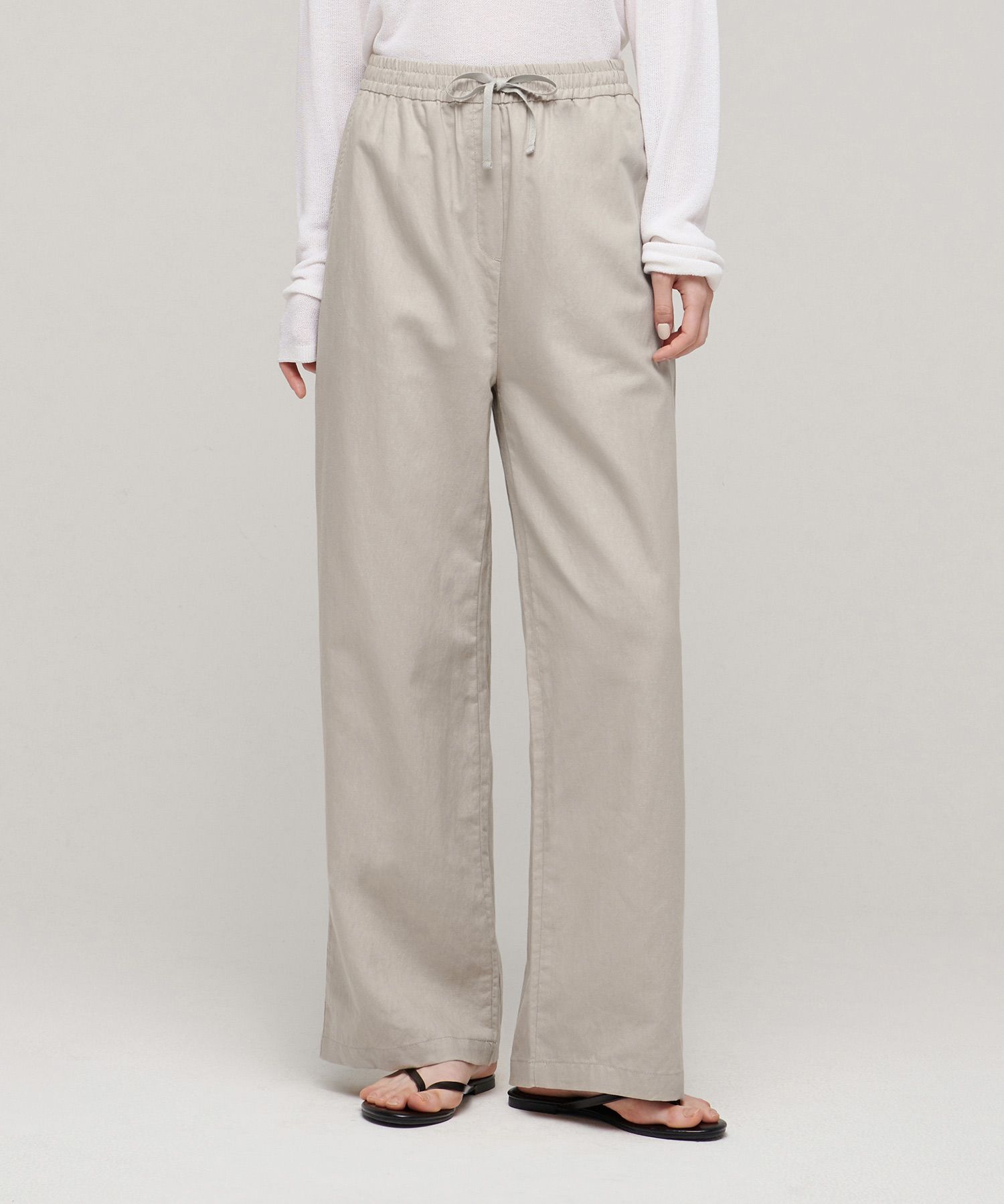 【MODERNIF】 banding linen slacks Wide Leg Linen Pants | Modern Sunday