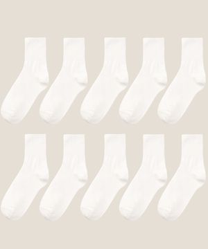 [10팩] 여성 미들 골지 스쿨삭스