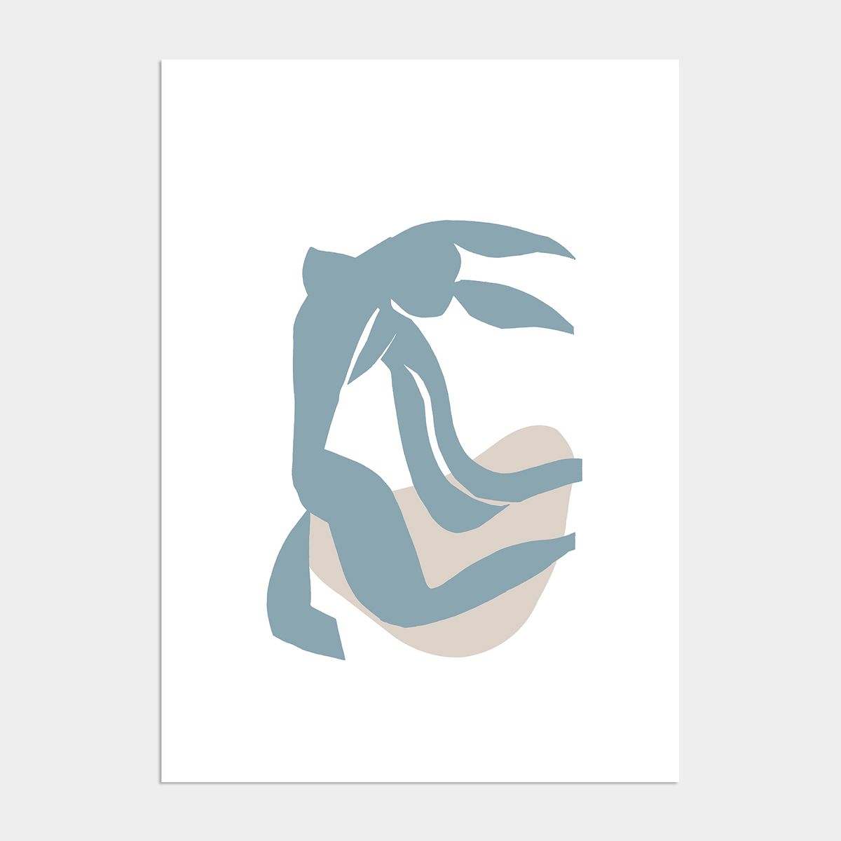 멜팅스튜디오(MELTING STUDIO) 미니멀 일러스트 액자 인테리어 포스터 / 53번 Matisse cut out-skyblue