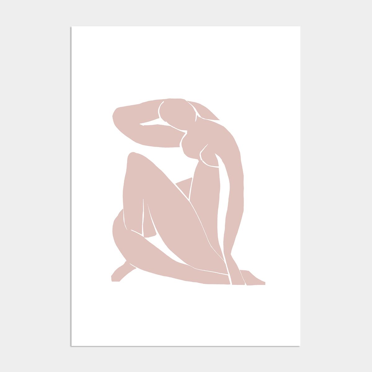 멜팅스튜디오(MELTING STUDIO) 미니멀 일러스트 액자 인테리어 포스터 / 54번 Matisse cut out-beige pink