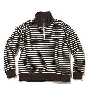 Stripe Half zip-up Sweat Shirt_Dark Brown