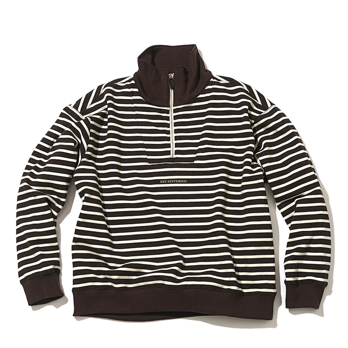 윌리엄스버그 뉴욕시티(WILLIAMSBURG NEWYORK CITY) Stripe Half zip-up Sweat Shirt_Dark Brown