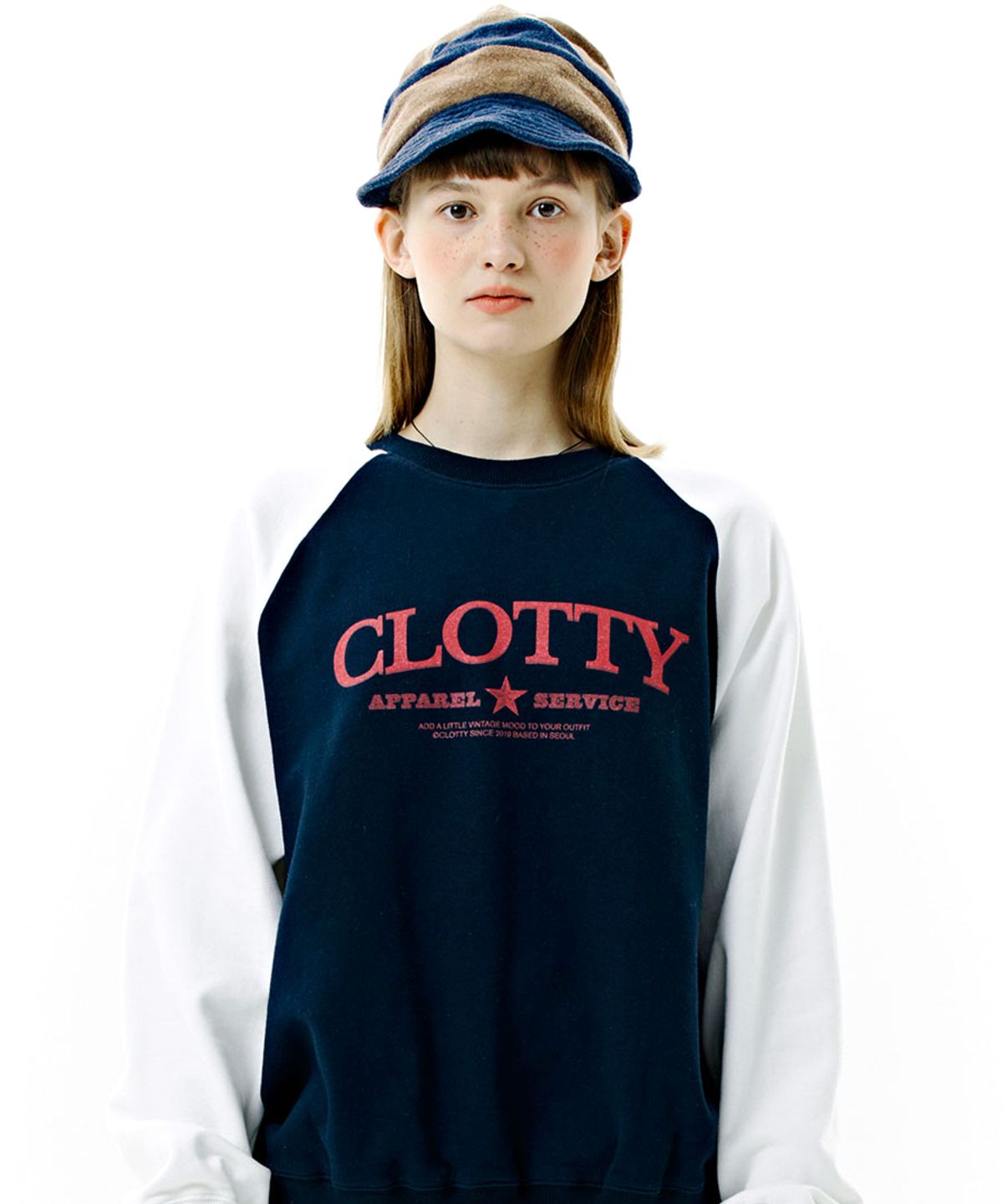 클로티(CLOTTY) RAGLAN SWEAT-SHIRT NAVY(CY2CSFM446A)