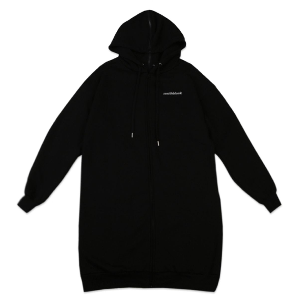 지블랙(ZBLACK) 제니스블랙 기모 앞뒤 롱후드집업(Black)