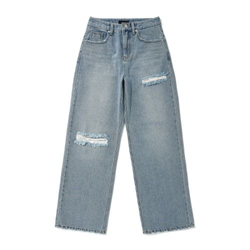 MUSINSA | CHUCK Damage Wide Denim Pants (Sky Blue)