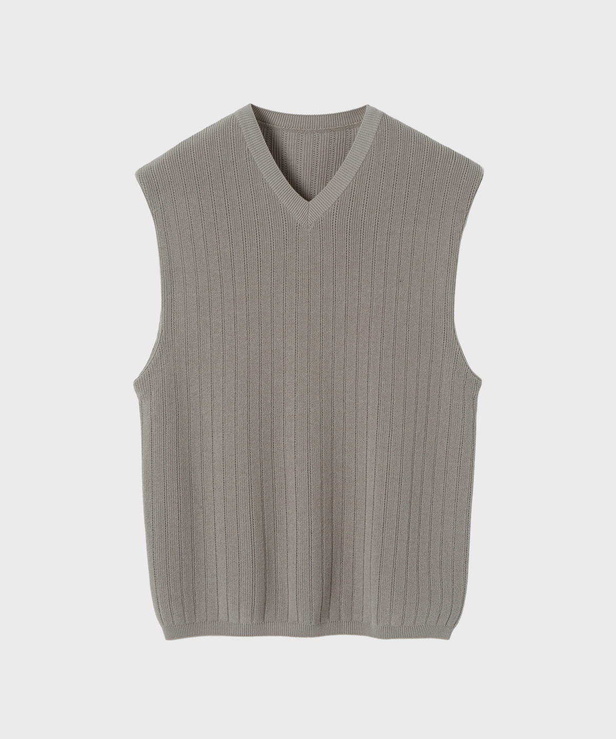 넌블랭크(NONBLANK) 펀칭 니트 베스트_ASH KHAKI