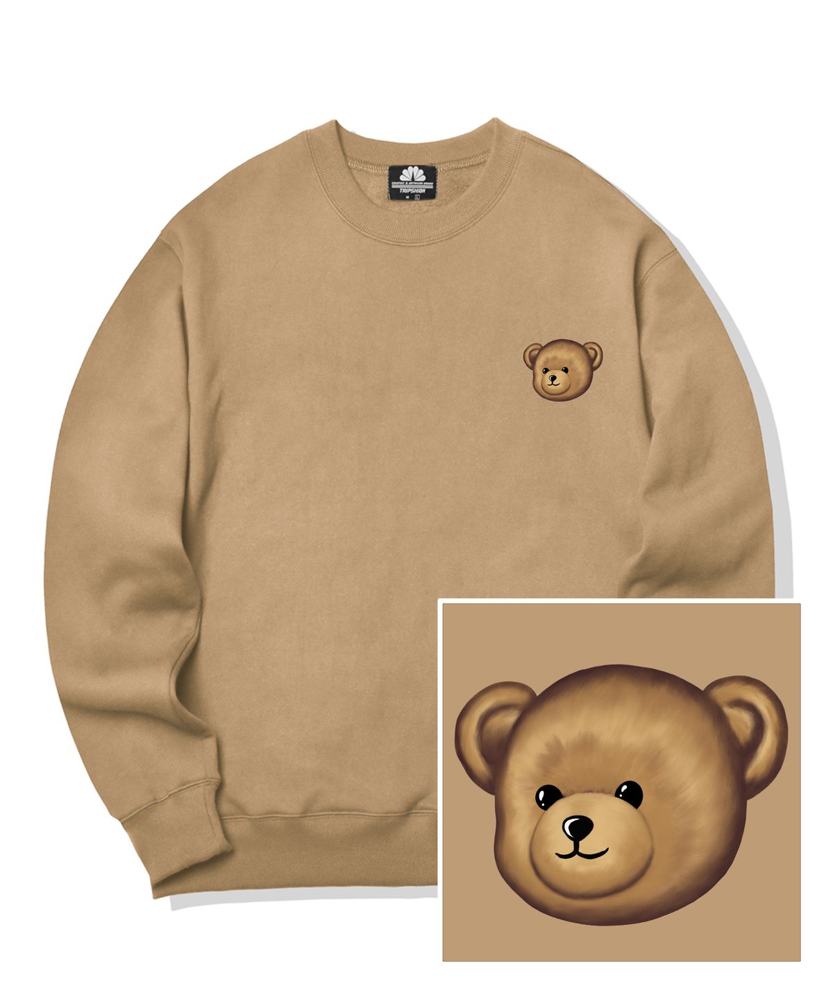트립션(TRIPSHION) SMALL BEAR LOGO 크루넥 - 베이지