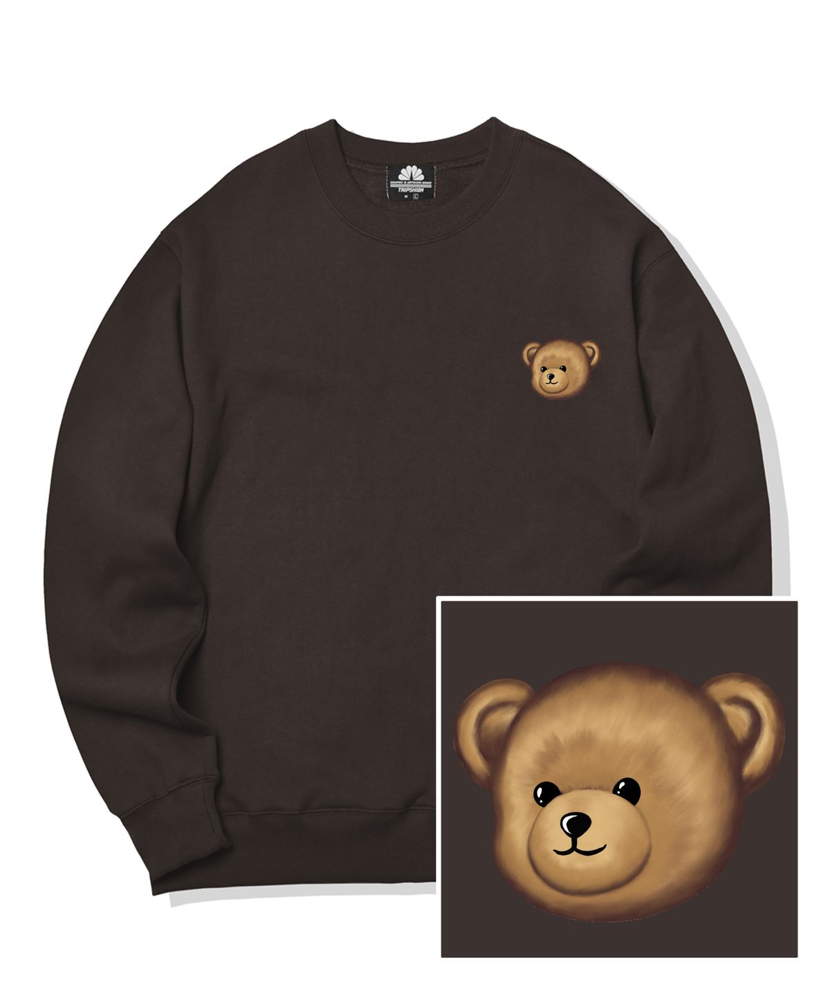 트립션(TRIPSHION) SMALL BEAR LOGO 크루넥 - 브라운
