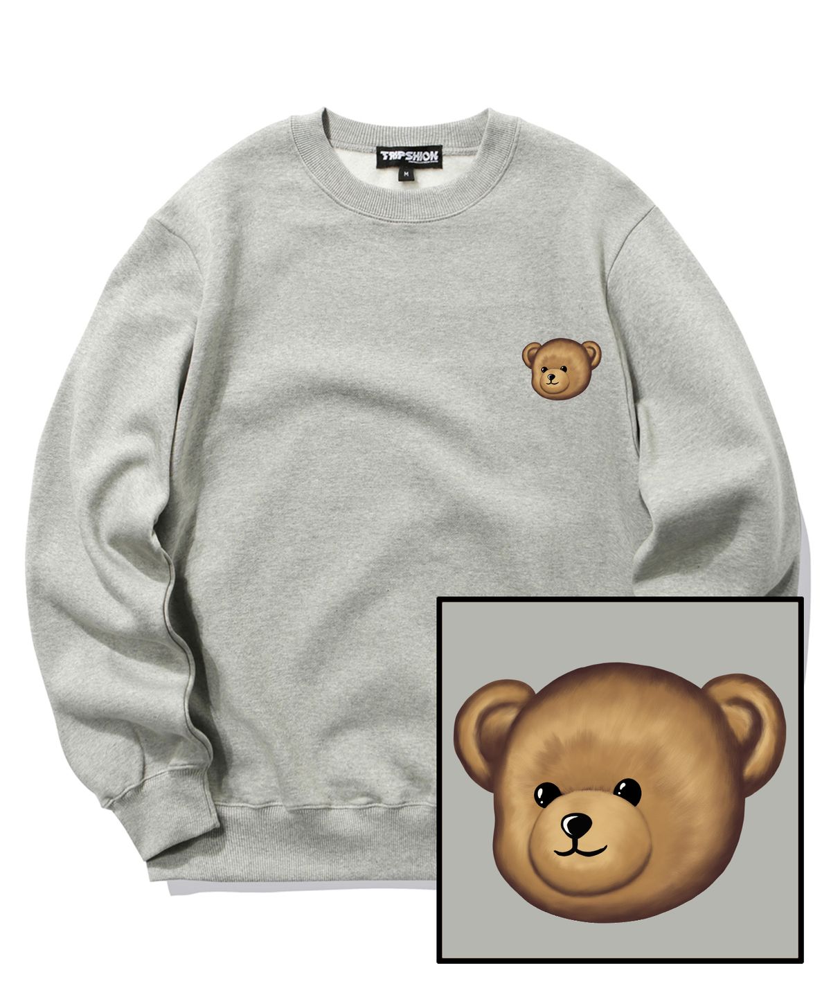 트립션(TRIPSHION) SMALL BEAR LOGO 크루넥 - 그레이
