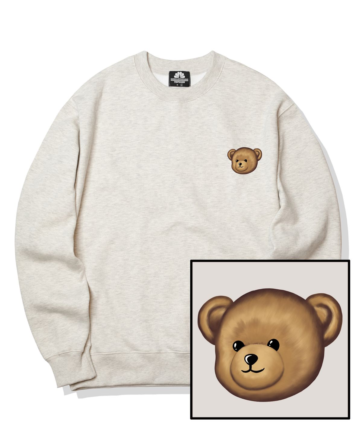트립션(TRIPSHION) SMALL BEAR LOGO 크루넥 - 아이보리