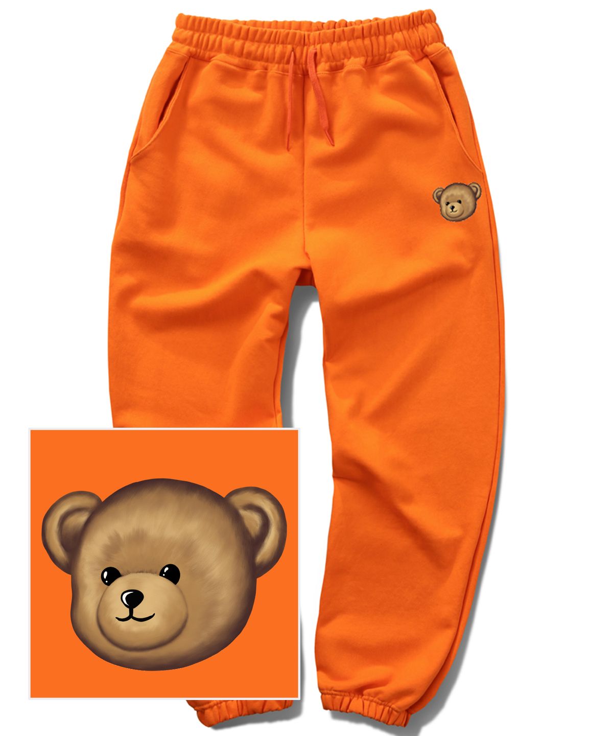 트립션(TRIPSHION) SMALL BEAR LOGO조거 스웨트 팬츠 - 오렌지
