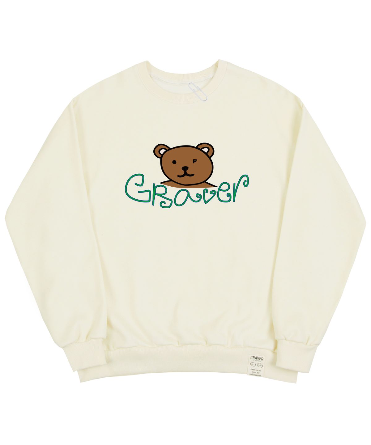 그레이버(GRAVER) [UNISEX]베어 페이스 스마일 맨투맨_크림