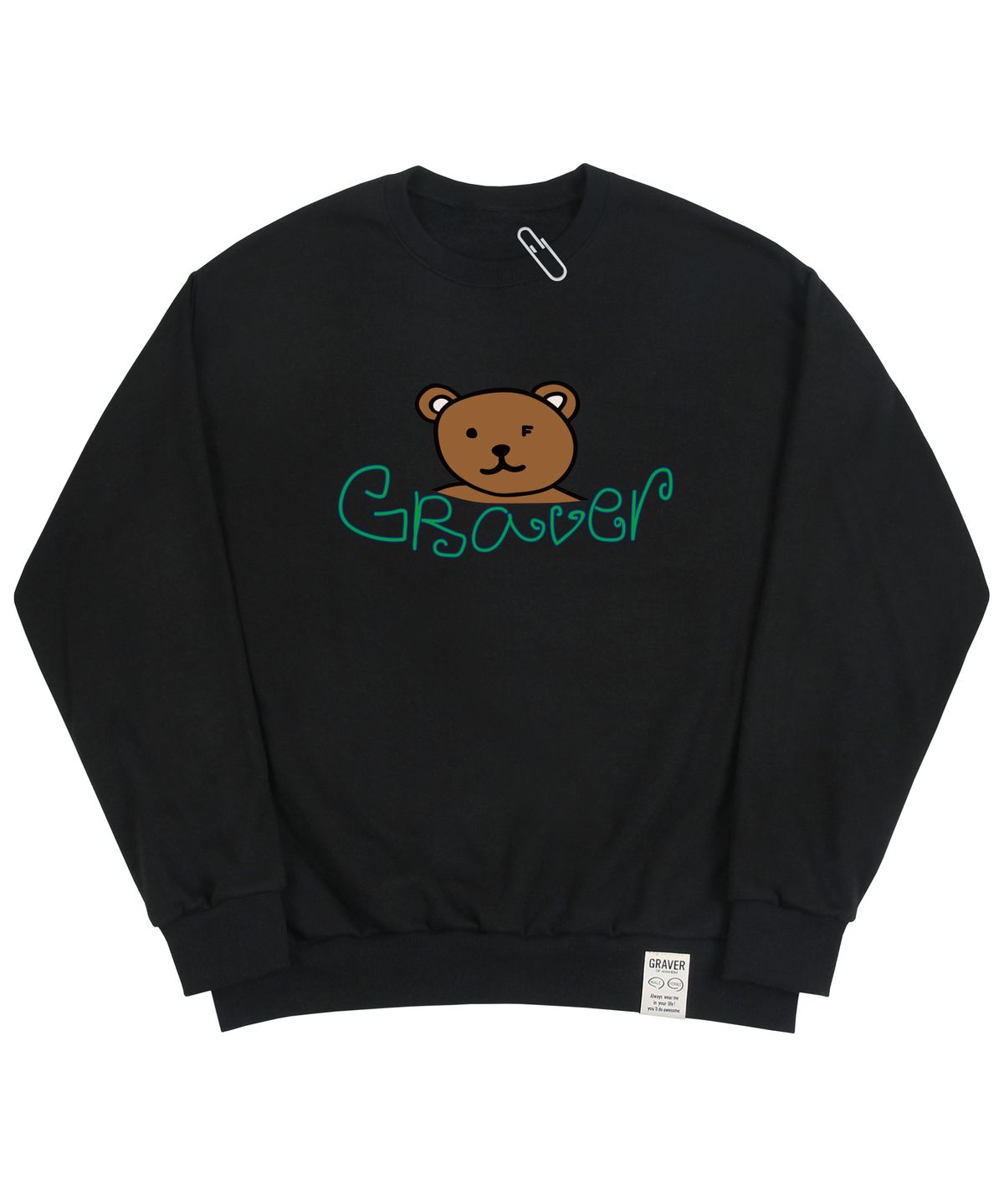 그레이버(GRAVER) [UNISEX]베어 페이스 스마일 맨투맨_블랙