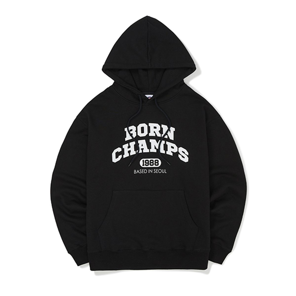 본챔스(BORN CHAMPS) BC 아치 로고 후드 B22ST01BK