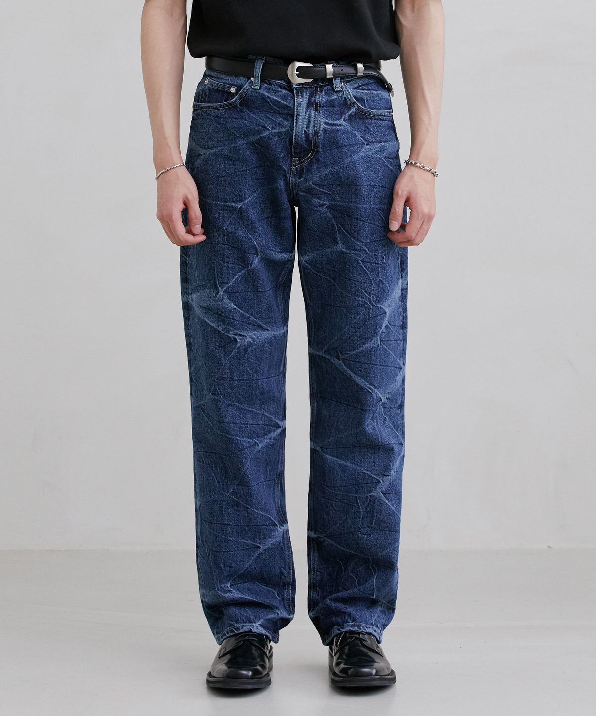 브랜디드(BRANDED) 51028 KURABO INDIGO MARBLE JEANS [WIDE STRAIGHT]